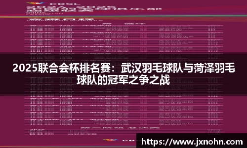 2025联合会杯排名赛：武汉羽毛球队与菏泽羽毛球队的冠军之争之战